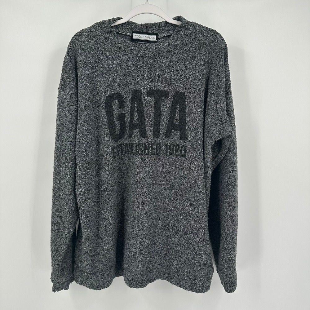 Woolly Threads Men GATA Collegiate Textured Pullover Sweatshirt Size XL Heritage